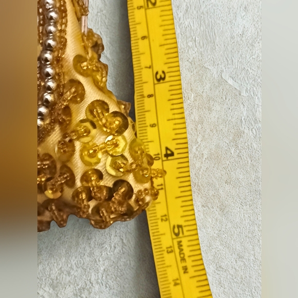 Vintage Gold and Silver Clutch Bag with Beaded Strap - Picture 4 of 8